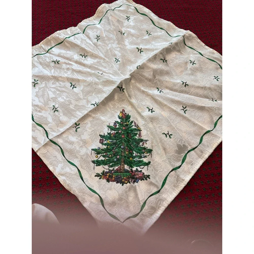 Food Network Christmas Table Linens Red Woven Tablecloth Napkins Rings 64